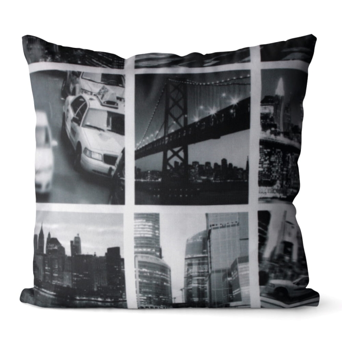 Poszewka COSMO CITY miasta 40x40 cm czarno / biały