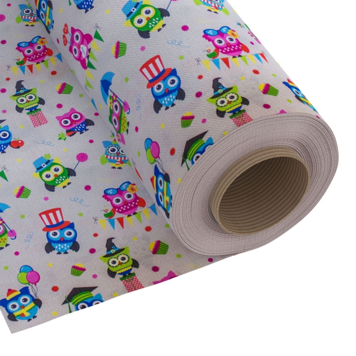 Tkanina Dekoracyjna OWL Sowy 280 cm Róż Niebieski