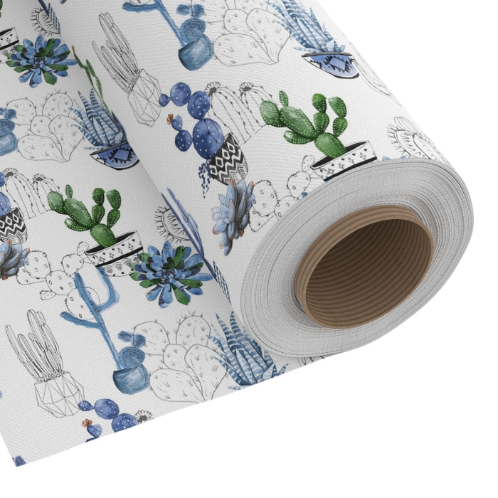 Tkanina Dekoracyjna Design Kaktusy Niebieski 280