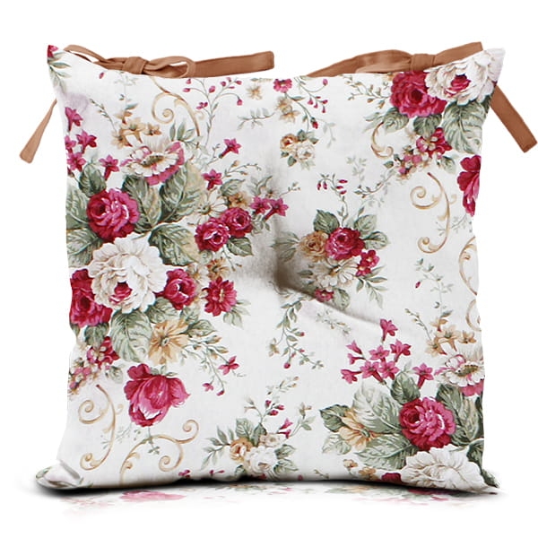 Poduszka na krzesło Silla 40x40 cm Blumen Bordo