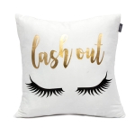 Poszewka Gold Love velvet RZĘSY 40x40 biały złoty