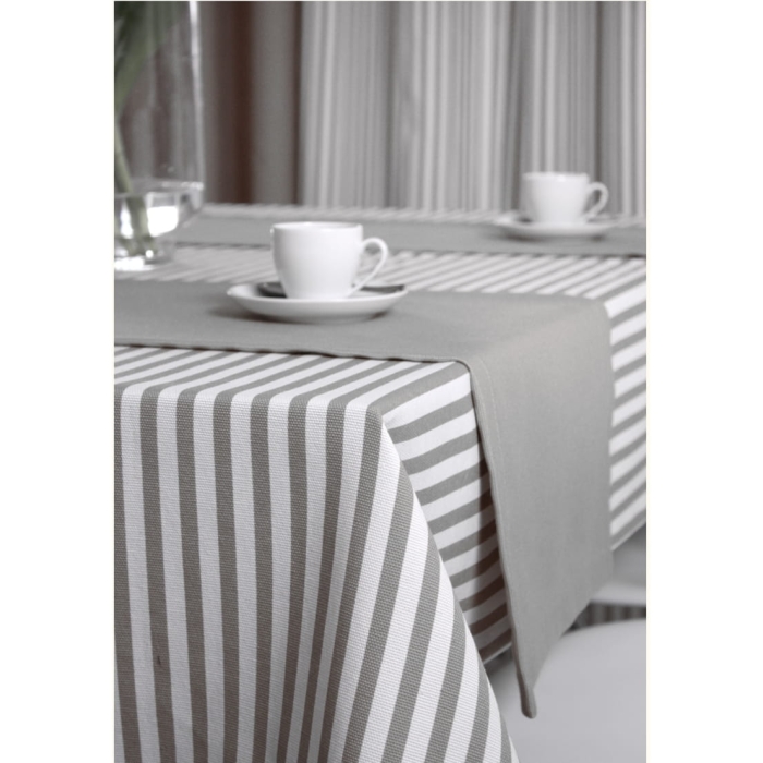 Obrus Dekoracyjny Happy Paski szary - 135x200