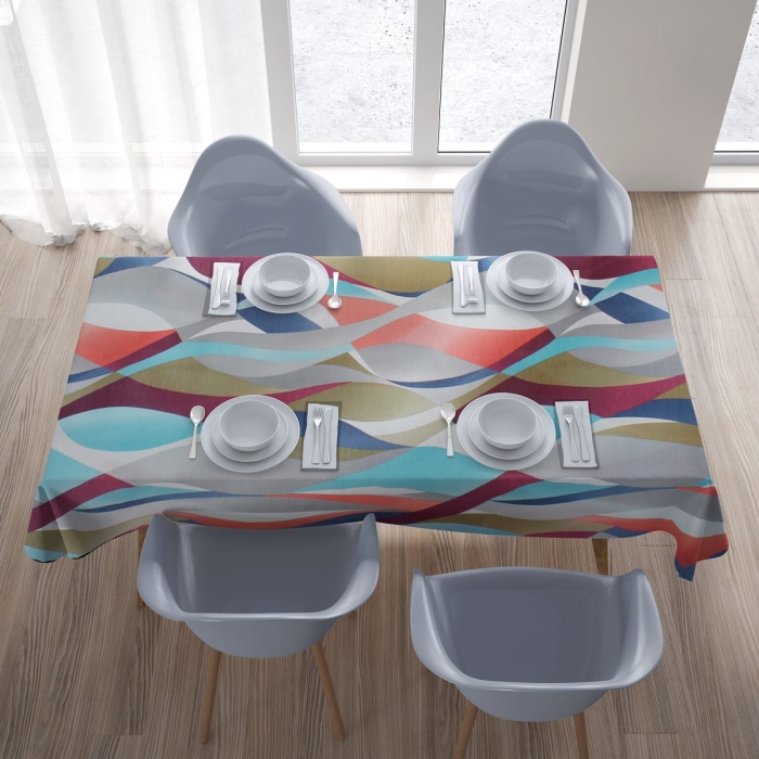 Obrus dekoracyjny  Fala Turkus 135x300