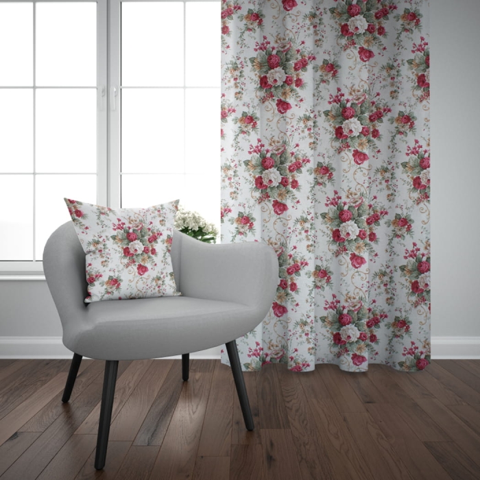 Zasłona na Taśmie Blumen 140x250cm Bordo