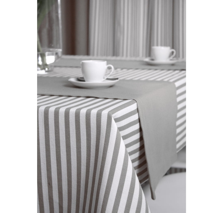 Obrus Dekoracyjny Happy Paski szary - 110x160