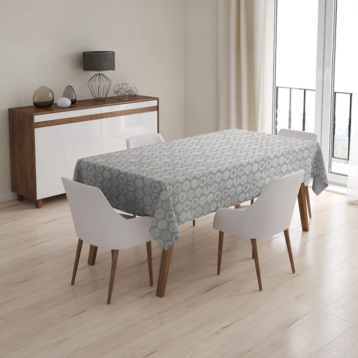 Obrus dekoracyjny Białe bombki 135x250 cm