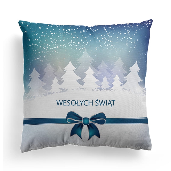Poszewka Św. Premium Wesołych Świąt 45x45cm nieb