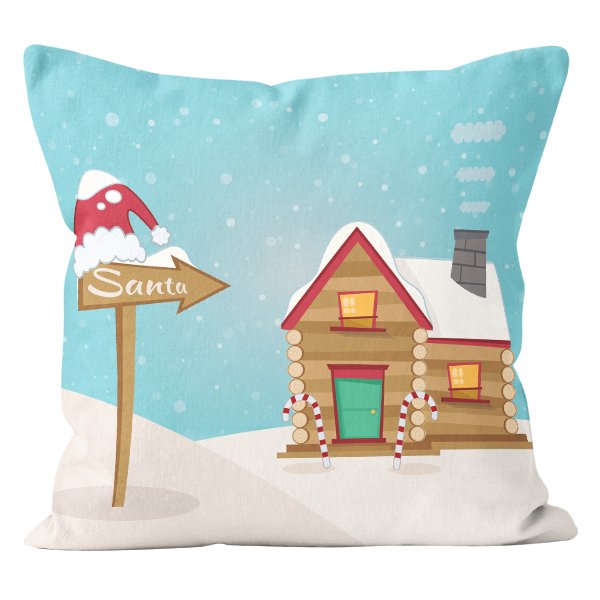 Poszewka Św.Premium SANTA 45x45cm Domek Mikołaja