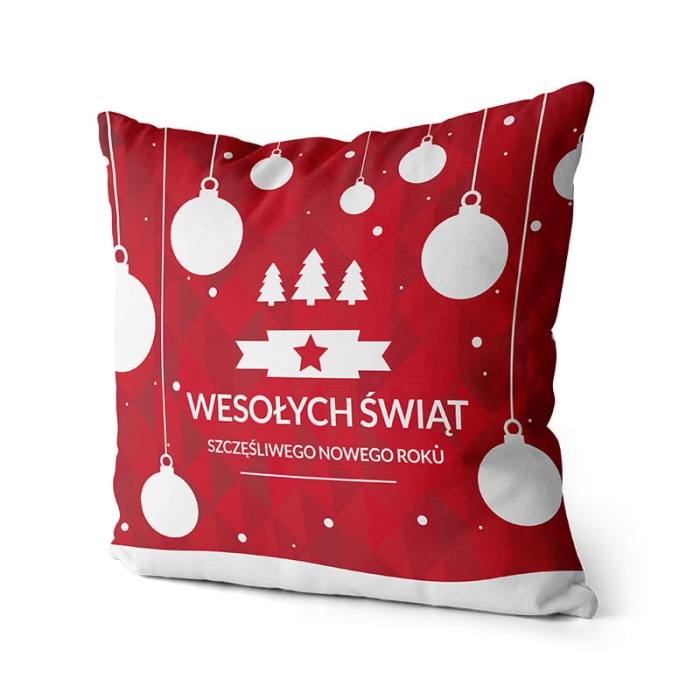 Poszewka Św. Premium Bombki 45x45 cm czerwony