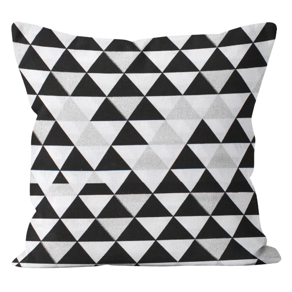 Poszewka Brilliant Trójkąty Czarno Srebne 40x40