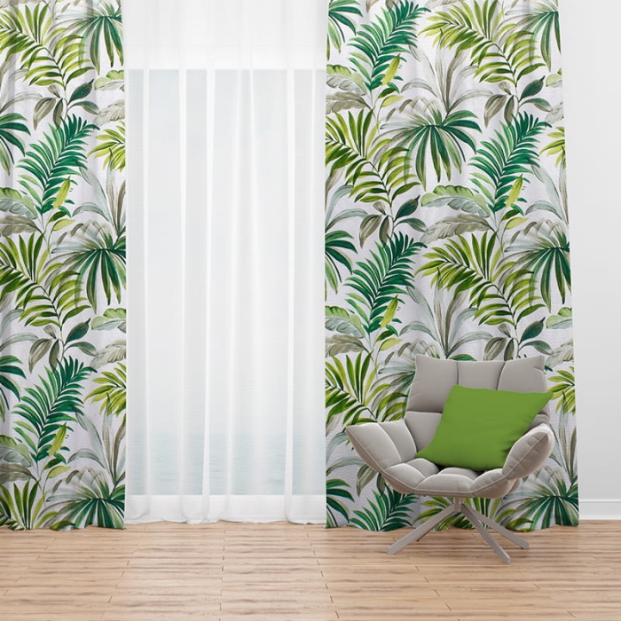 Zasłona Tunel Fenix Liście Zielony 140x250