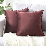 Poszewka Velvet POMPONS Wine 40x40 cm Bordo