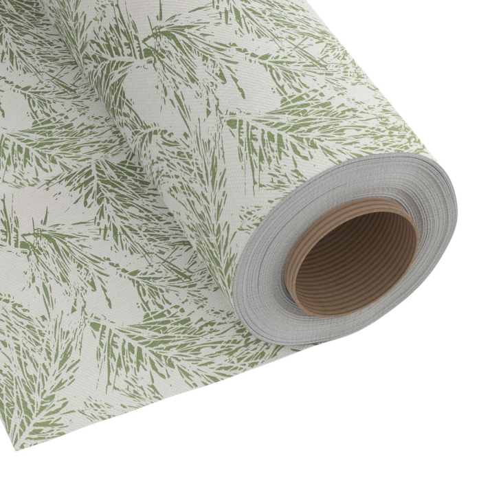 Tkanina Eco Flora RECYCLE 280 cm Białe tło Zielony