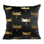 Poszewka Velvet GOLDEN 40x40 cm Złote Ważki Czarny
