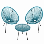 Zestaw 2x Fotel ogrodowy + stolik ACAPULCO Turkus