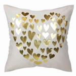 Poduszka Gold Love velvet HEARTS 40x40 biały złoty