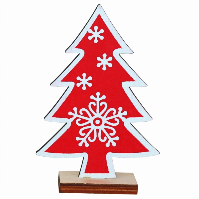 Dekoracja Drewniana Choinka 8x12 cm Czerwony