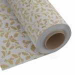 Tkanina Świąteczna PREMIUM Złote Liście Len 280