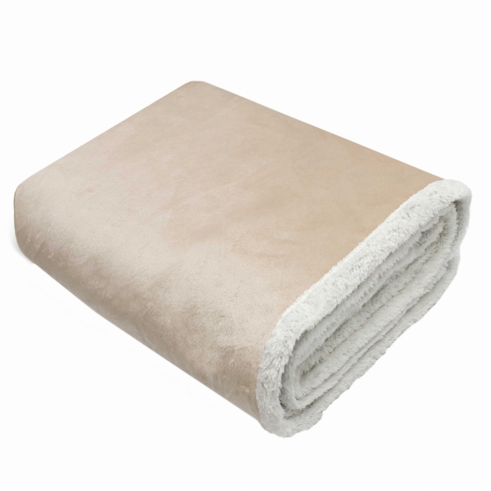 KOC PLED dwustr. La Prima Sherpa 130x170 Beż Kawa