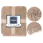 Koc Akrylowy OSLO knitted frędzle 130x170 Beż