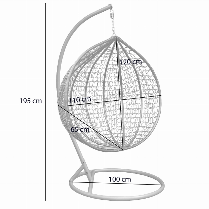 Fotel wiszący Kokon Classy 195x100 Czarny + stelaż