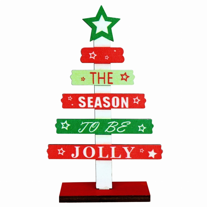 Dekoracja Drewniana Choinka Jolly 11x18 cm