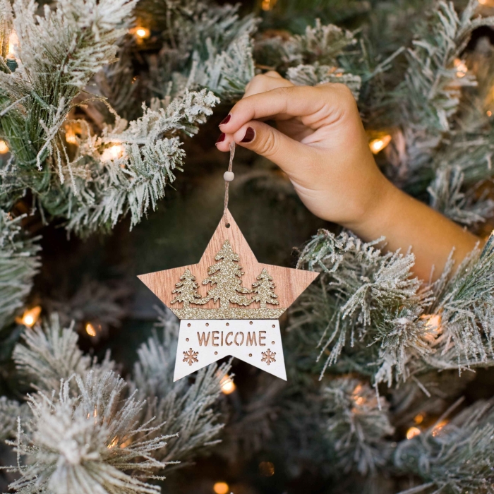 Drewniana ozdoba świąteczna - zawieszka Gwiazda