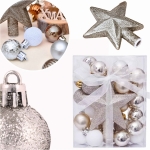 Zestaw 30 bombek i dekoracji na choinkę Szampański