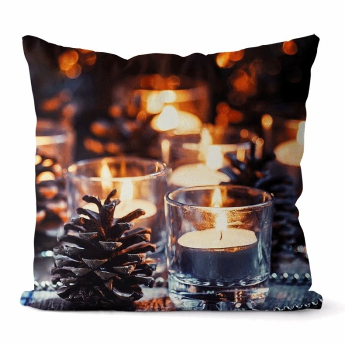 Poszewka Świąteczna LED 45X45 cm Świece