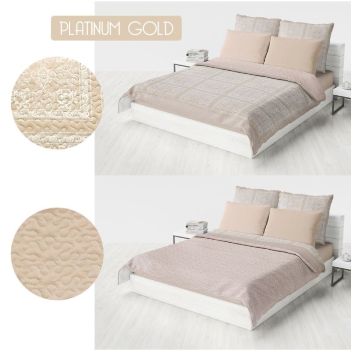 Narzuta dwustronna Platinum 220x240 Beż Beige
