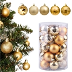 Zestaw 34 bombek z tworzywa śr.4 cm kolor Złoty