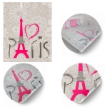 Koc Travel PINK PARIS 150x200 cm Szary + Róż
