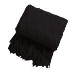Koc Akrylowy OSLO knitted frędzle 130x170 Czarny