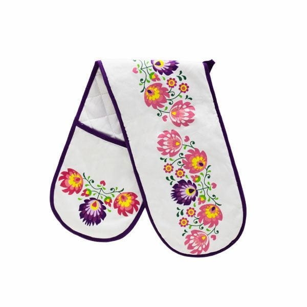 Podwójna Rękawica Kuchenna Folk 18x76 - Fiolet