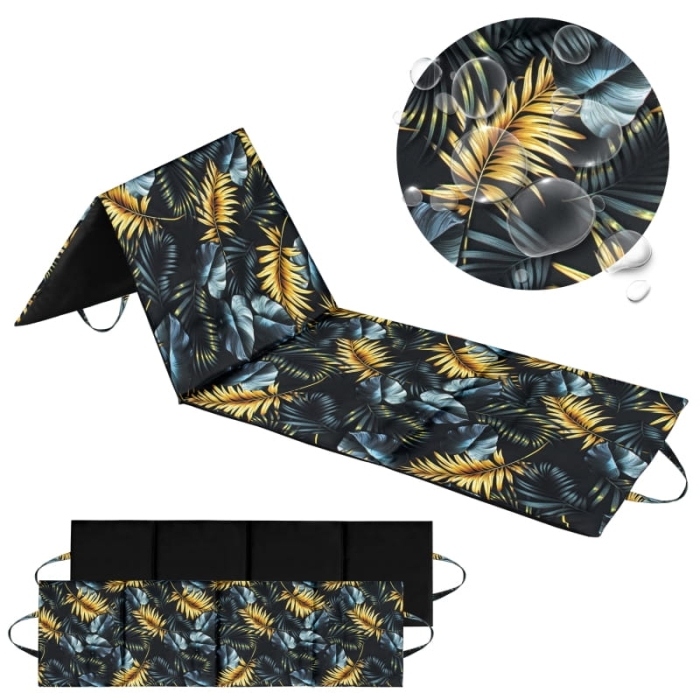 Mata plażowa 180x50x3 Oxford Czarny+ Golden Palms