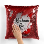 Poszewka LOVE cekiny 40x40 cm Kocham Cię Czerwona