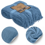 Koc Akrylowy OSLO knitted frędzle 130x170 Niebiesk