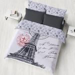 Narzuta dwustronna Voyage Paris 200x220 cm biały
