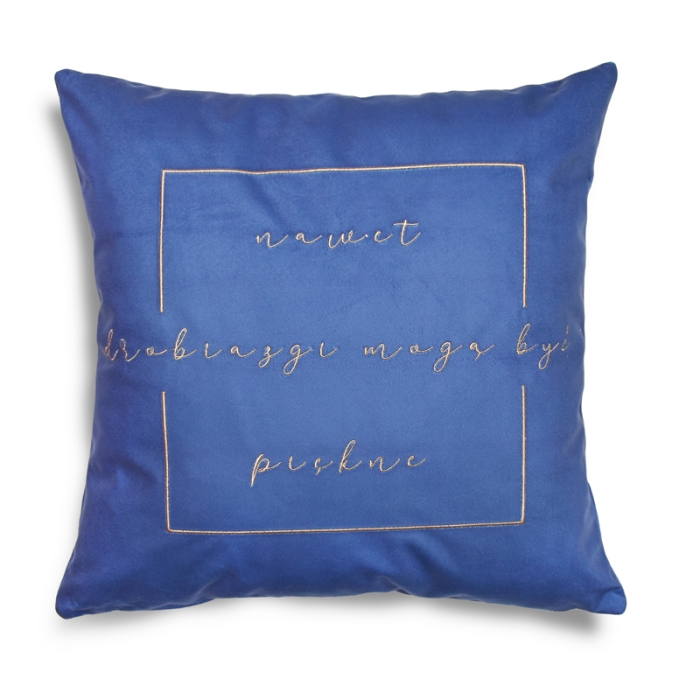 Poszewka POZYTYWNA HELSINKI VELVET haft 40x40 Nieb