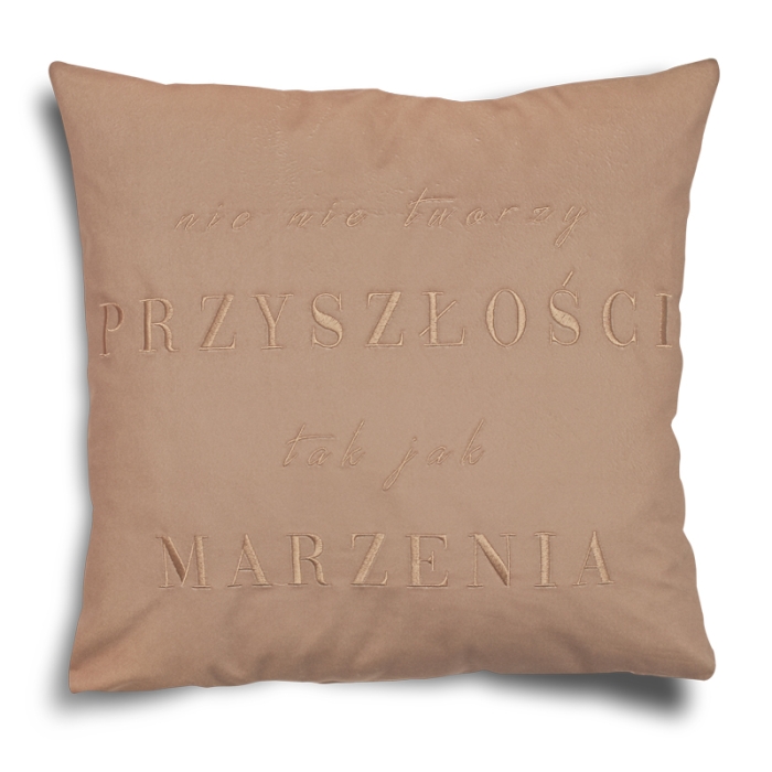 Poszewka POZYTYWNA HELSINKI VELVET haft 40x40 Beż