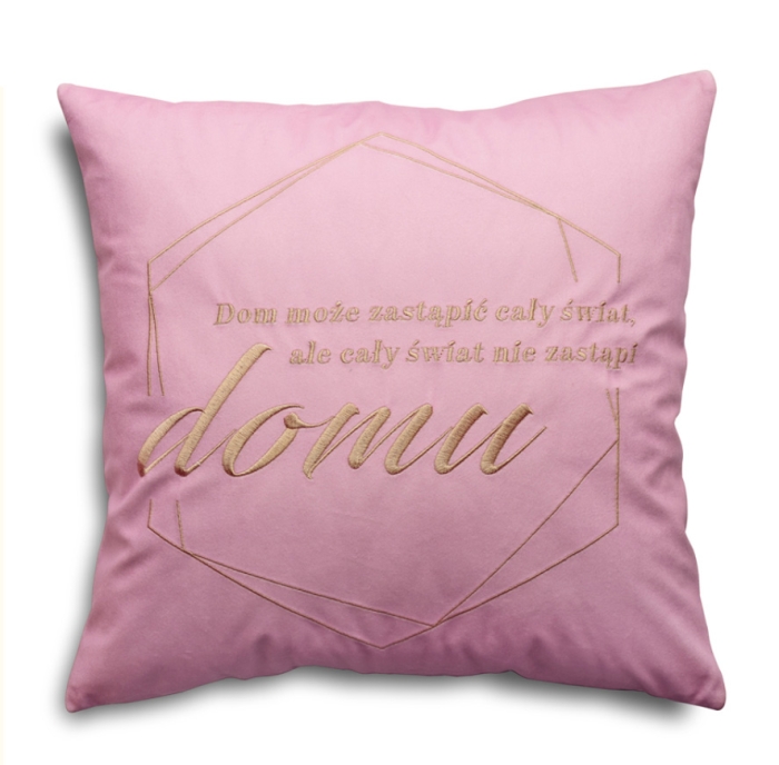 Poszewka POZYTYWNA HELSINKI VELVET haft 40x40 Róż