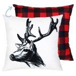 Poszewka Velvet NATALE Deer krata 45x45 biała
