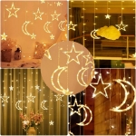 Lampki Gwiazdki Księżyce kurtyna led 2,5 m Biały