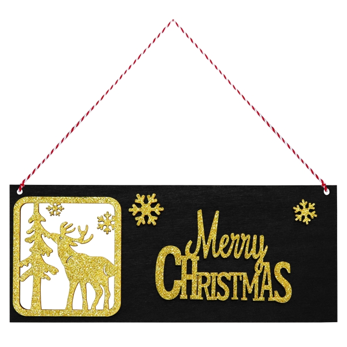 Dekoracja Drewniana Zawieszka Merry Christmas 9x22