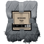 Koc Akrylowy OSLO knitted frędzle 130x170 Szary