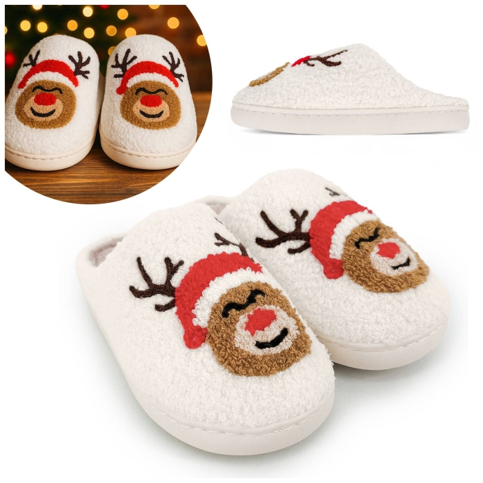 Kapcie domowe w pudełku Soft Christmas 40/41 Krem