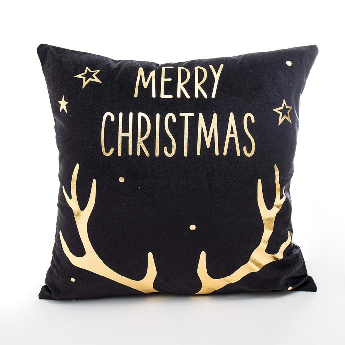 Poszewka Gold Christmas Deer 45x45 cm Czarny