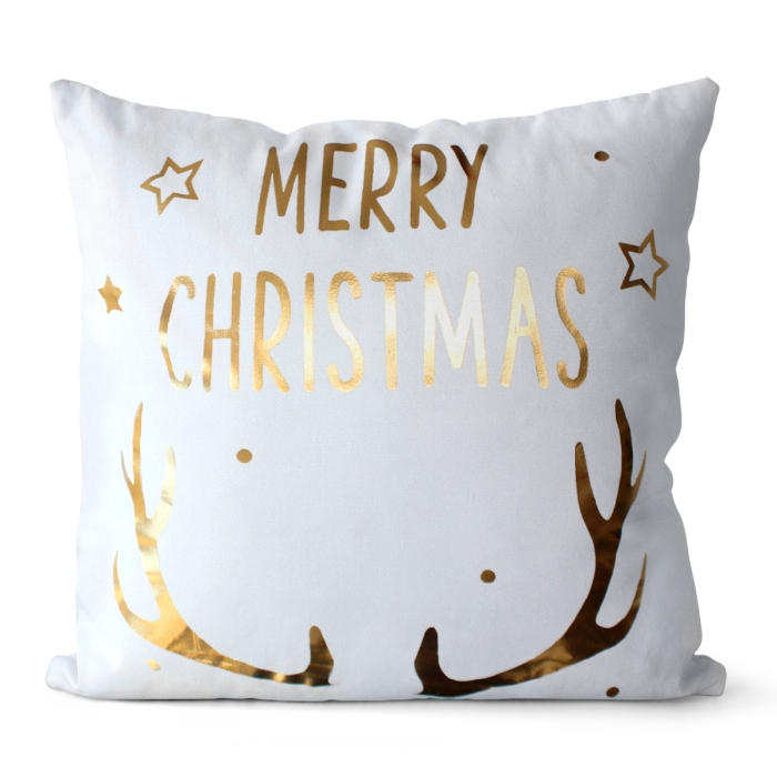 Poszewka Gold Christmas Deer 45x45 cm złoty Biały
