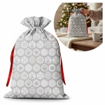 Worek prezentowy Białe  Bombki na lnie 68x90 cm