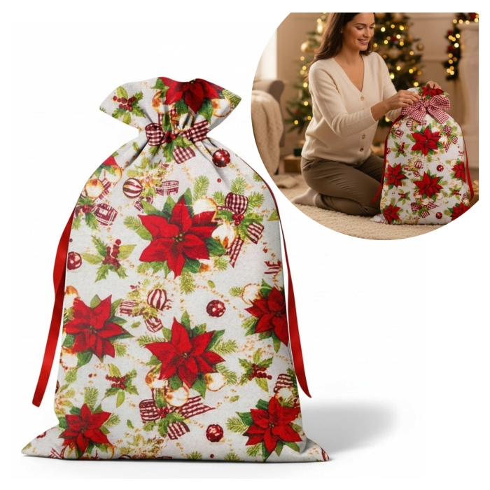 Worek prezentowy Magic Bow gwiazdy 45x60 cm